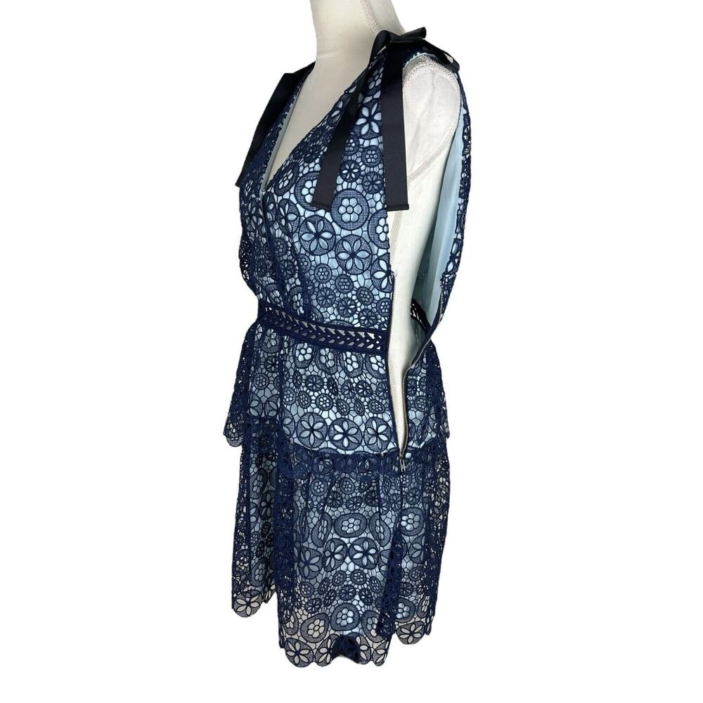 Self Portrait Guipure Bow Tiered Cocktail Dress Romantic Coquette Size Small - Picture 8 of 9